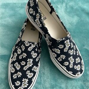 Keds Double Decker Navy Daisy Print Slip On Shoes Size 9 WORN ONCE!!!